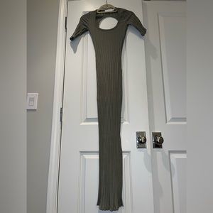 Jonathan Simkhai ribbed long dress with side slit and back cutout. Size XS.